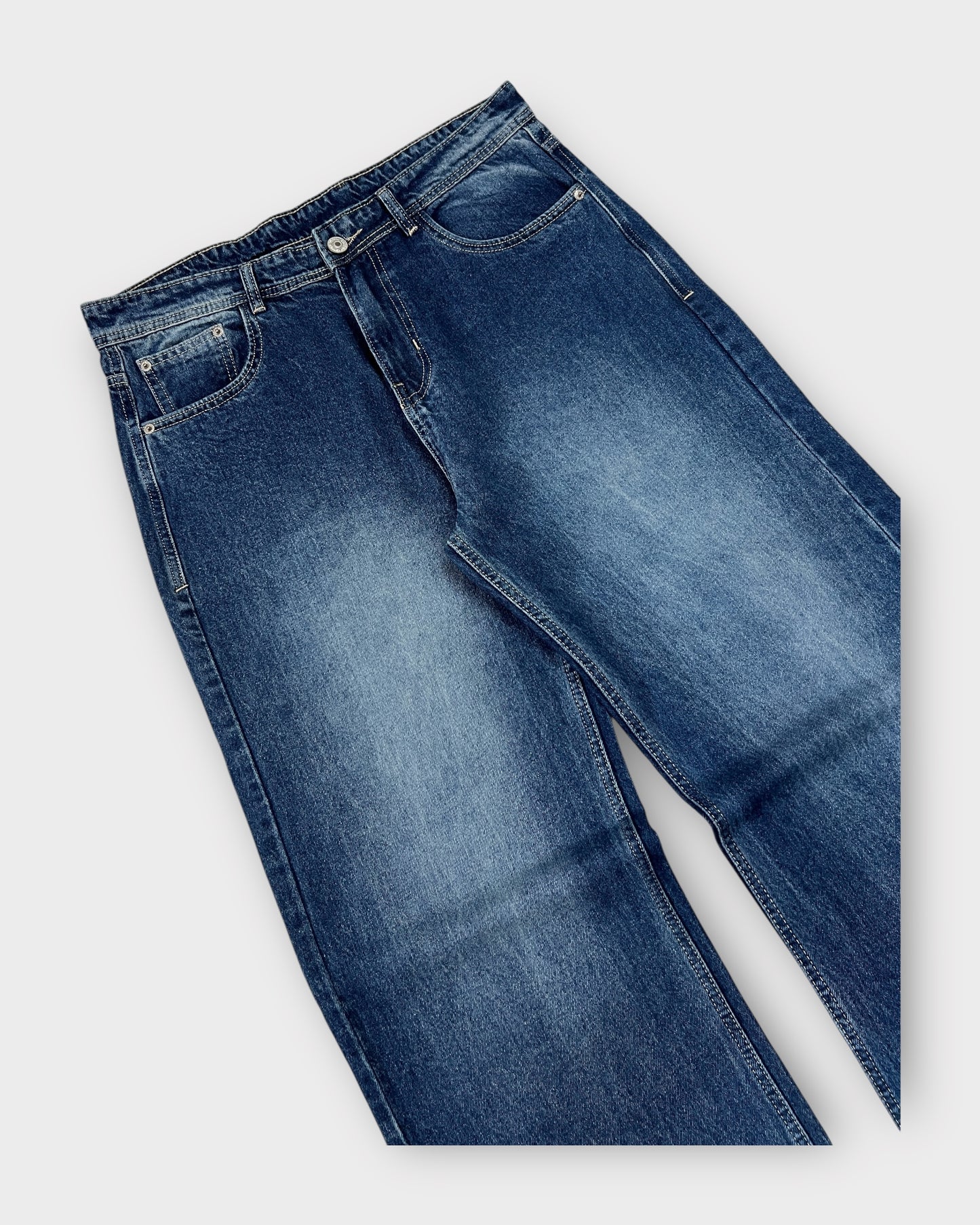 Classic Blue Wash Wide Leg Denim
