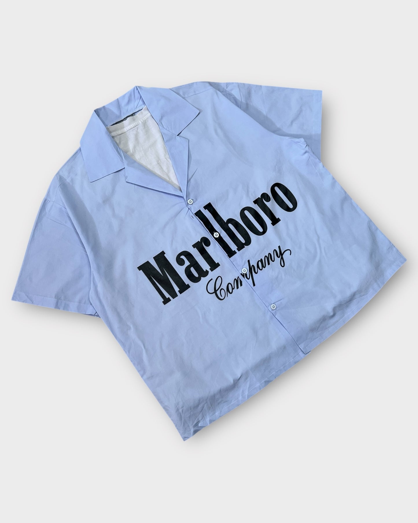Blue Marlboro Street Boxy Cut Shirt