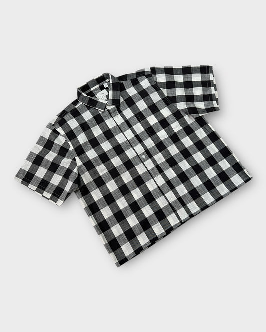 Monochrome Grid Boxy Shirt