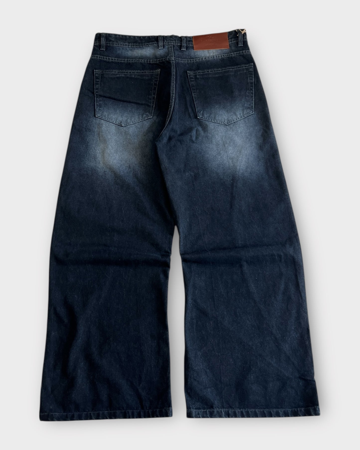 Shadow Panelled Dark Wash Baggy Wide Leg Jeans