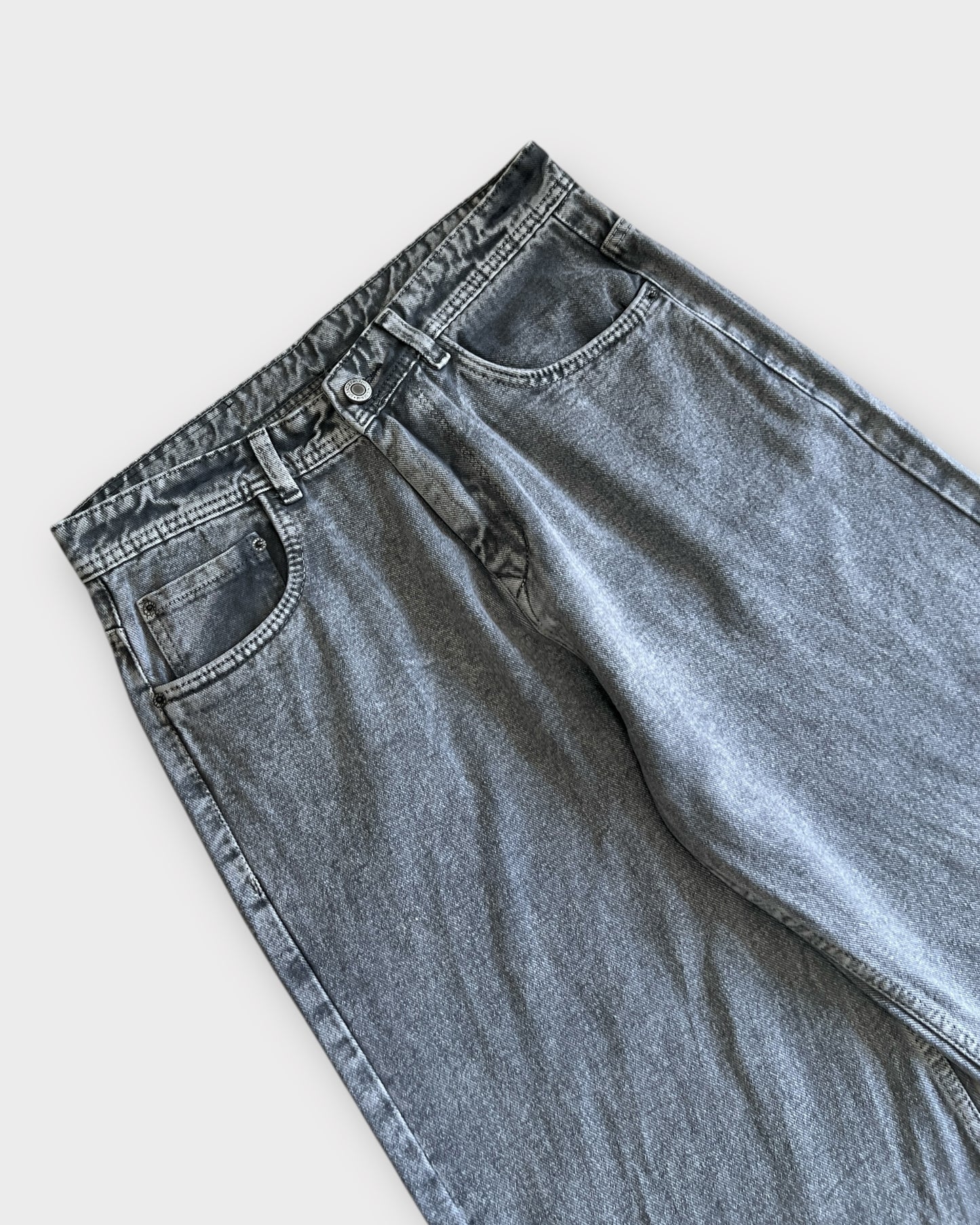 Ash Grey Baggy Wide Leg Jeans