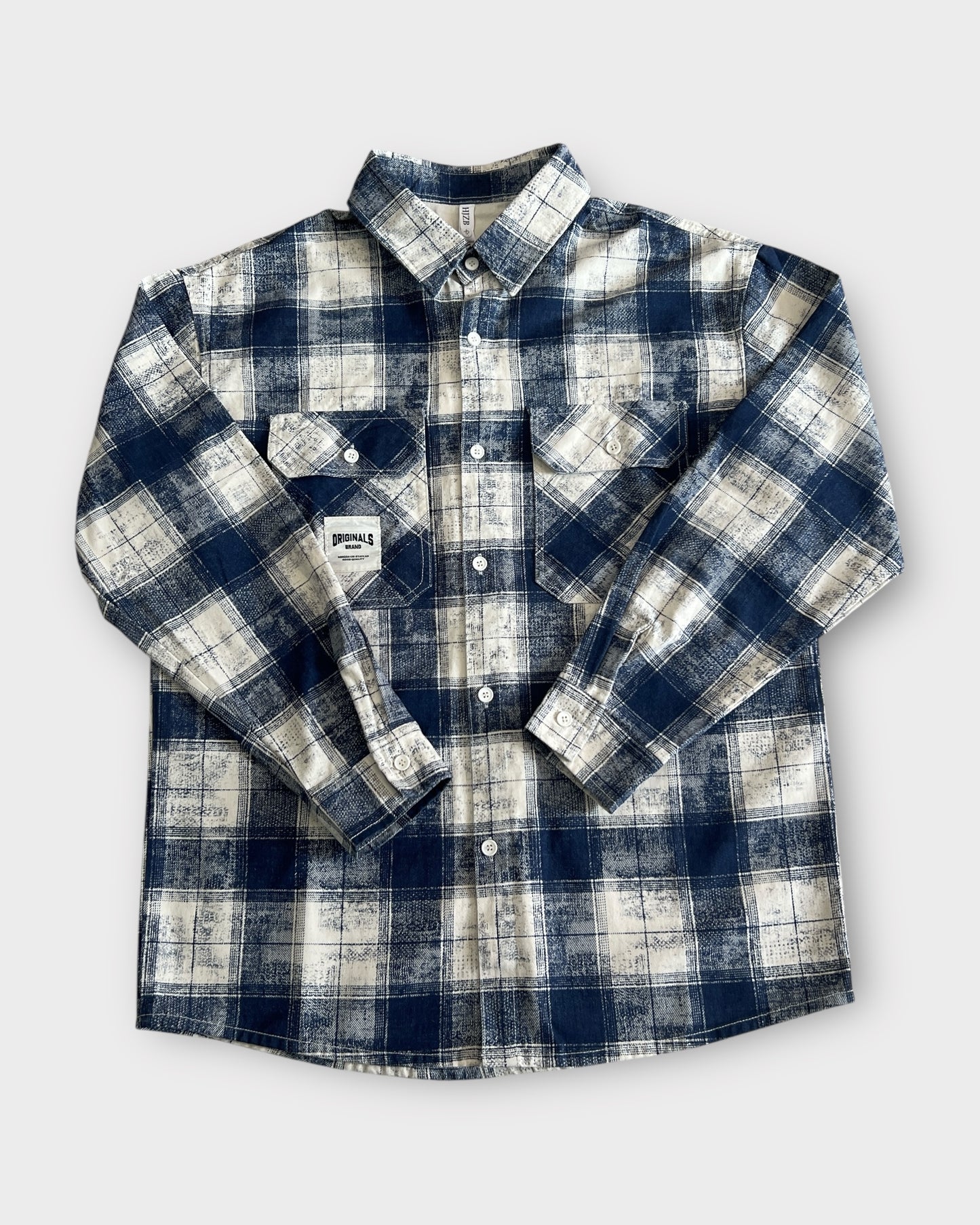Grunge Check Shacket - Blue