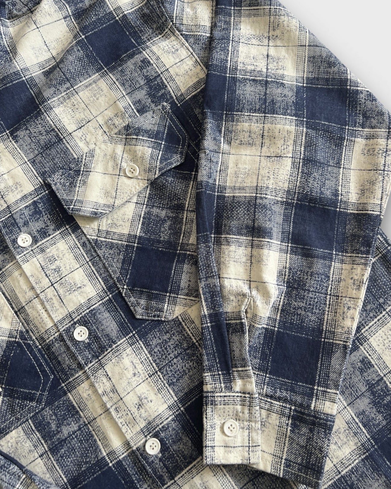 Grunge Check Shacket - Blue