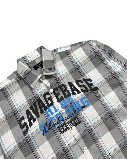 White Savage Base Boxy Check Shirt