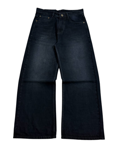 Dark Black Faded Baggy Wide Fit Jeans