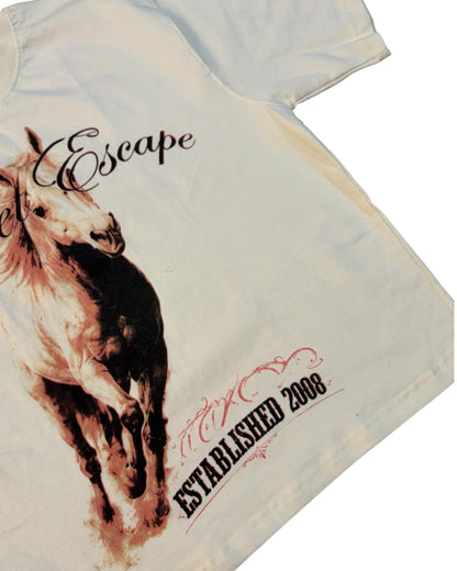 Boxy Fit Half Sleeve T-shirt - Sweet Escape - White