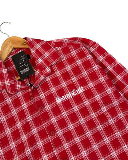 Red Saint Cult Boxy Check Shirt