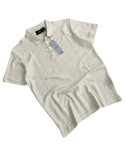 Knitted Cotton T-shirt - Cream White