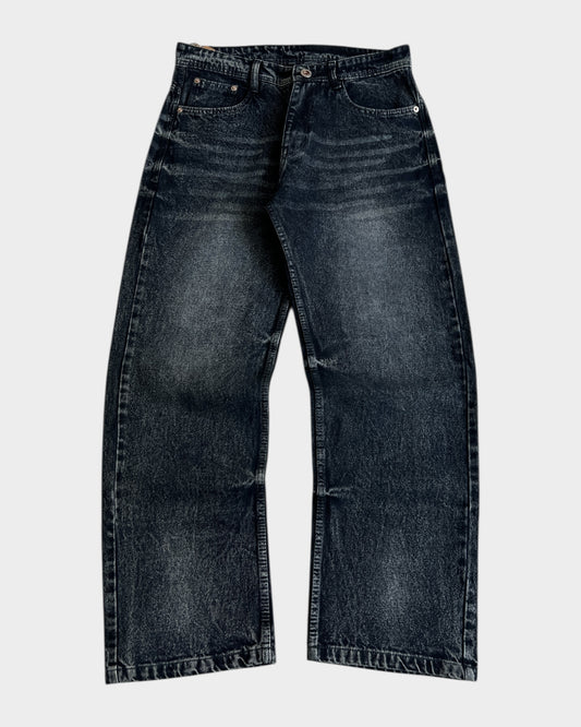 Midnight Dark Grain Baggy Denim