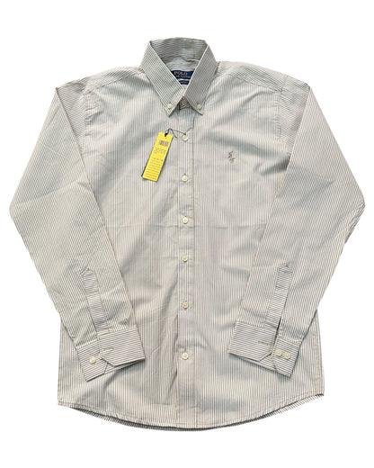 Striped Pure Cotton Shirt - Light Beige