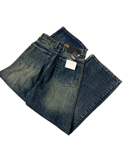 Green Vintage Wash Wide Fit Jeans
