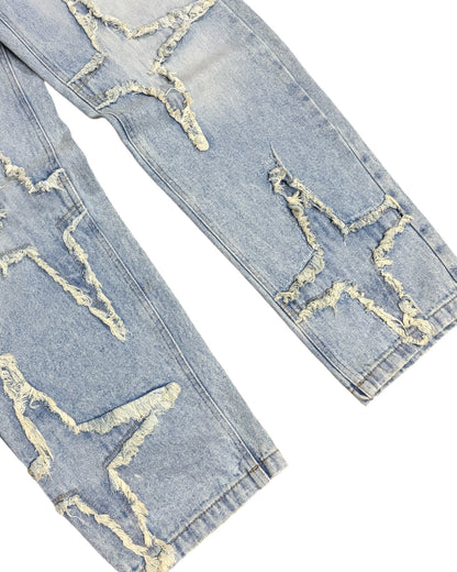 Original Star Frayed Baggy Jeans - Blue