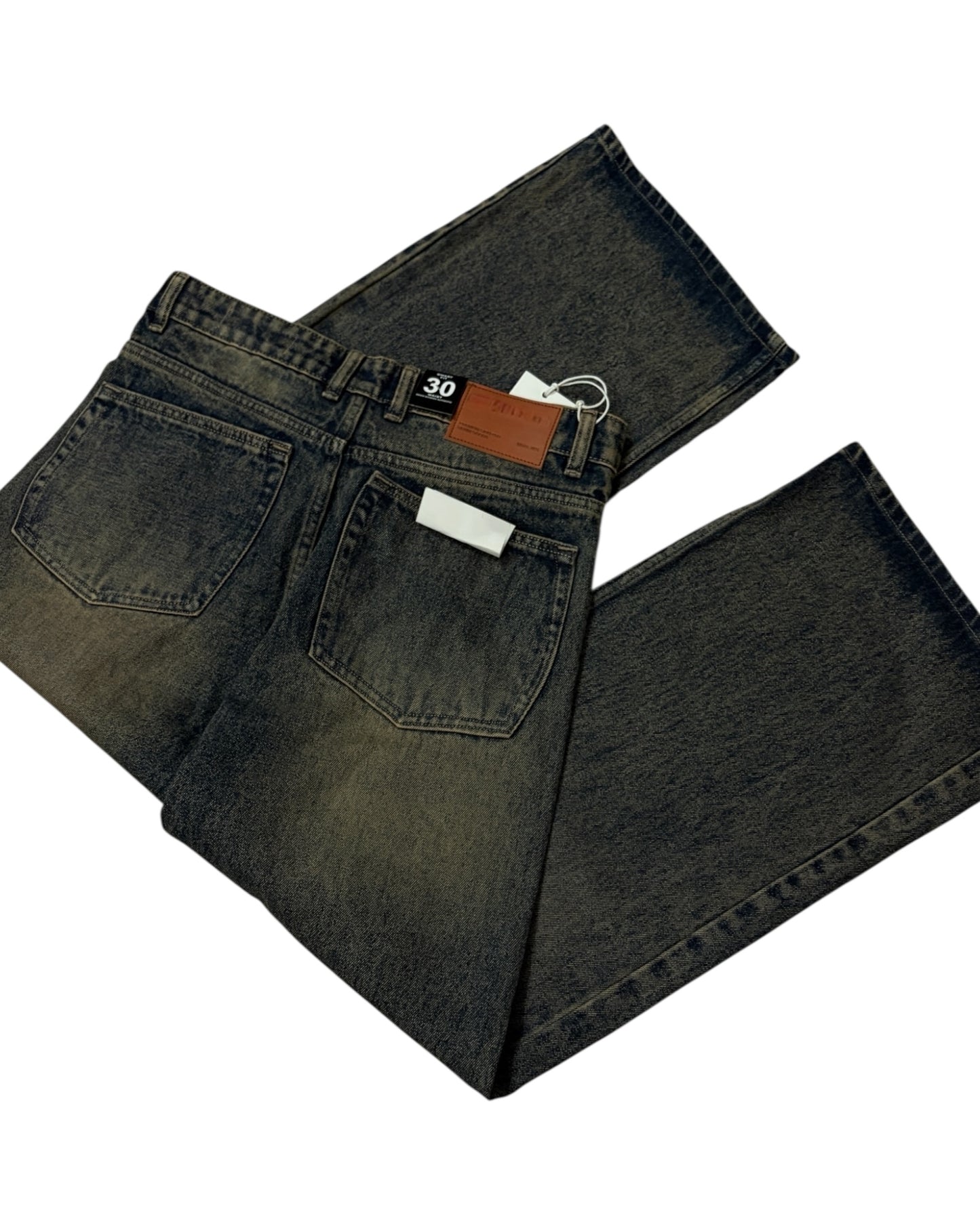 Muddy Wash Distressed Wide Fit Jeans