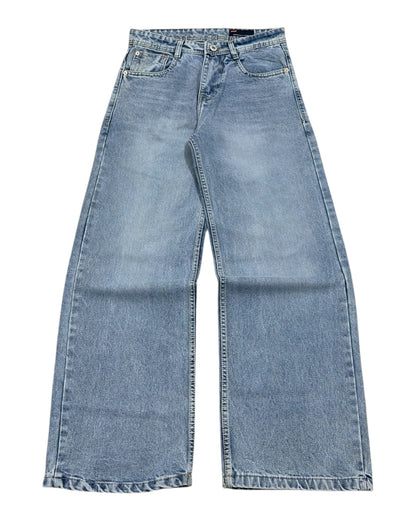 Light Blue Stone Wash Baggy Wide Fit Jeans