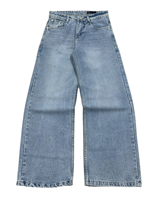 Light Blue Stone Wash Baggy Wide Fit Jeans