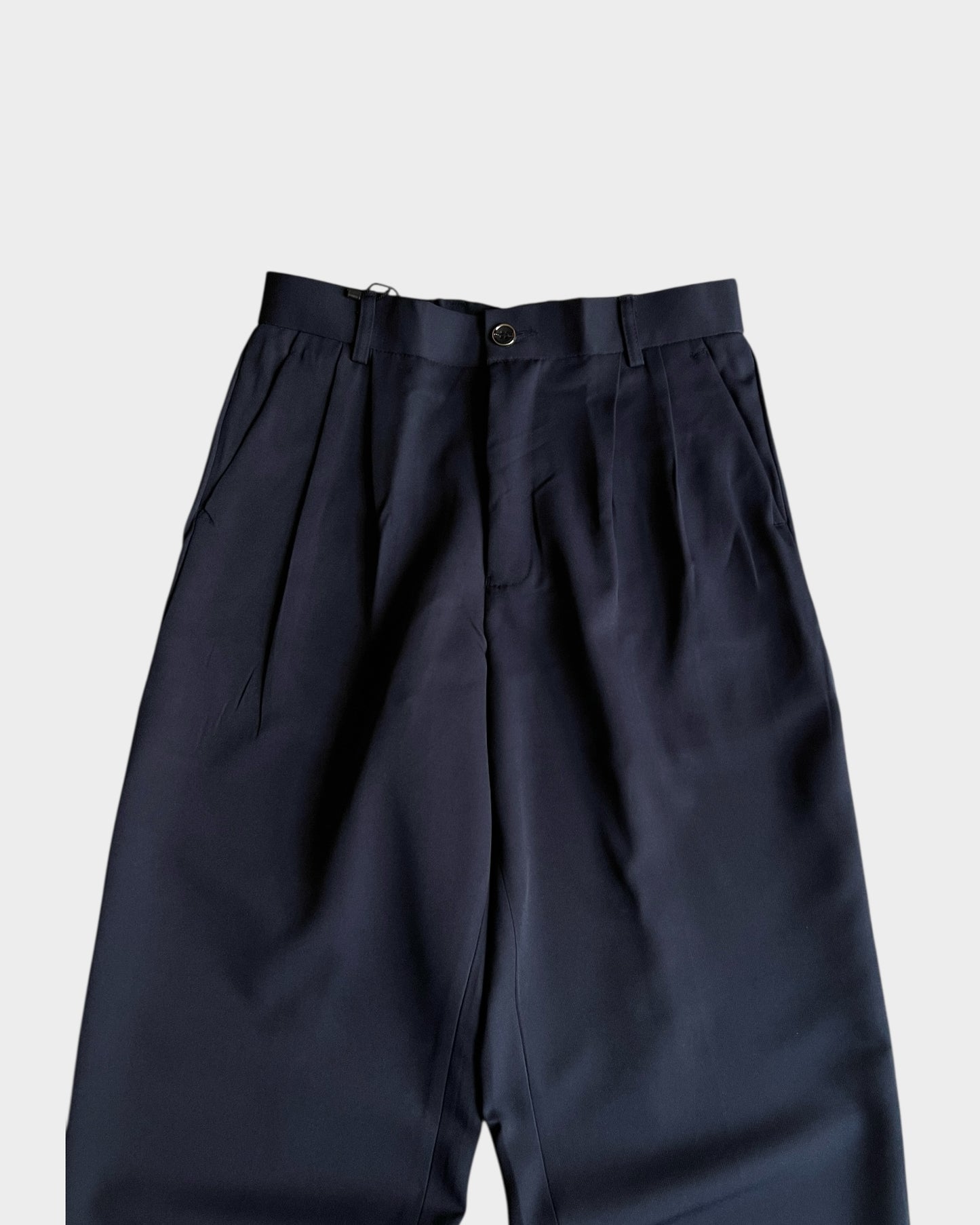 Baggy Pleated Trouser - Navy Blue