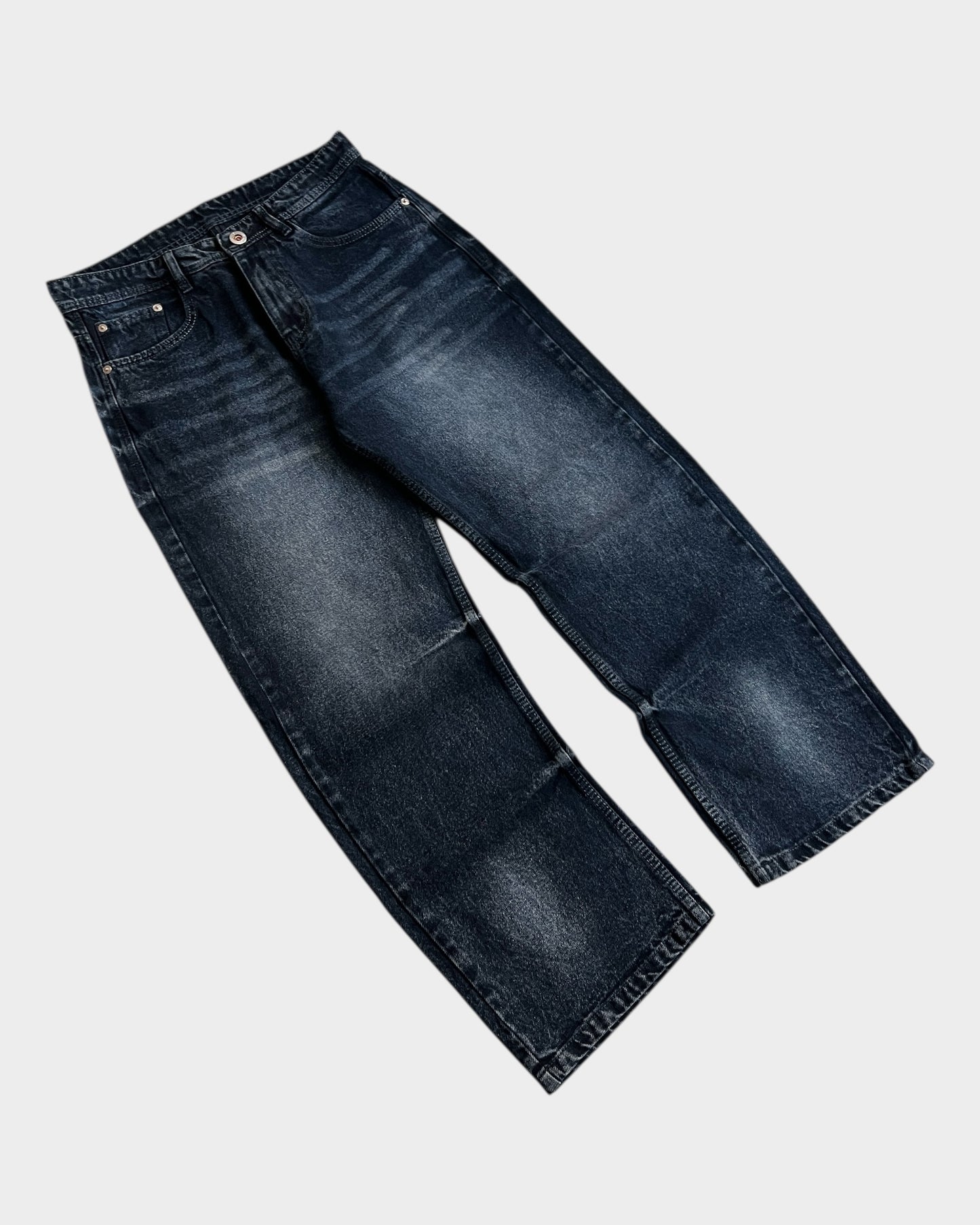 Midnight Black Fade Baggy Denim