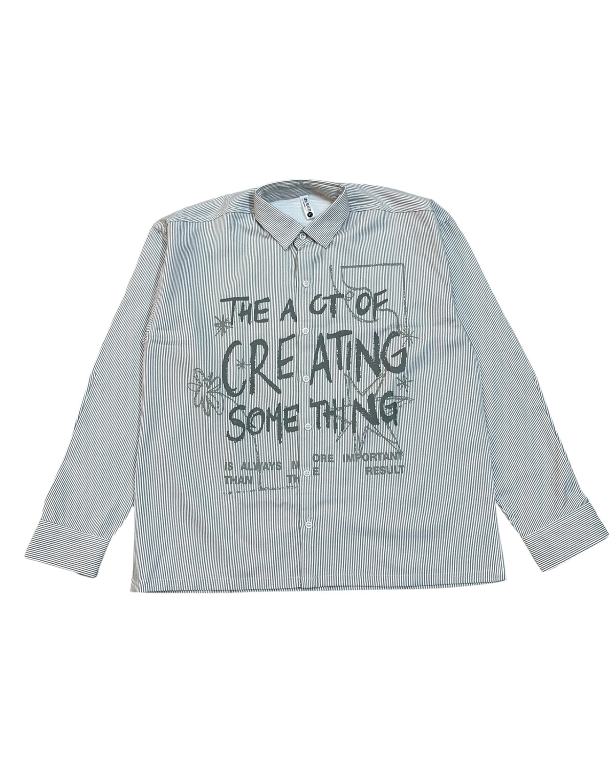 Striped Boxy Pure Cotton Shirt - Grey