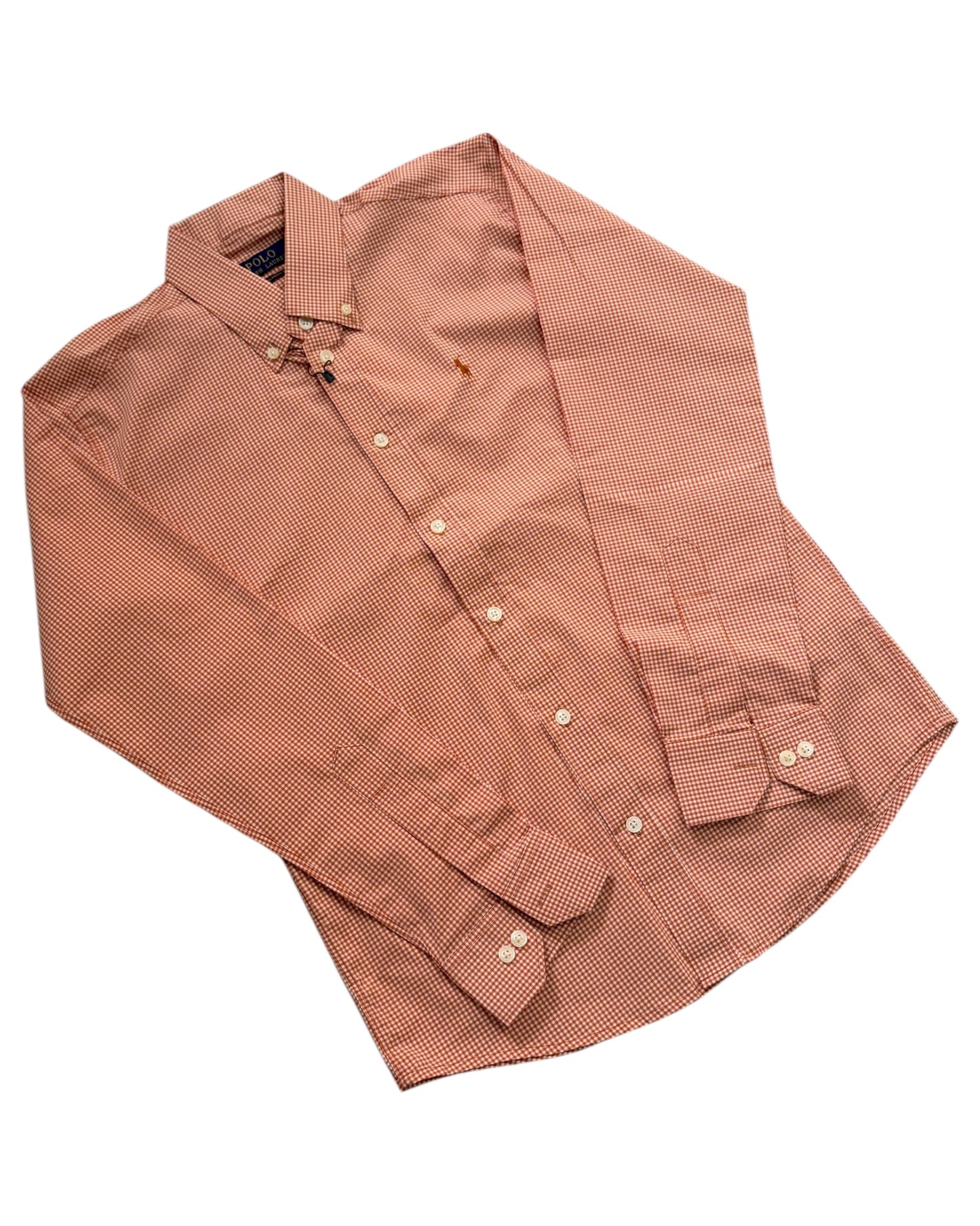 Micro-check Cotton Shirt - Rust Orange