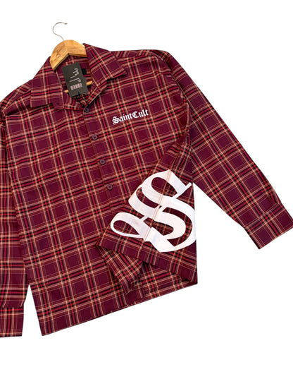 Maroon Saint Cult Boxy Check Shirt