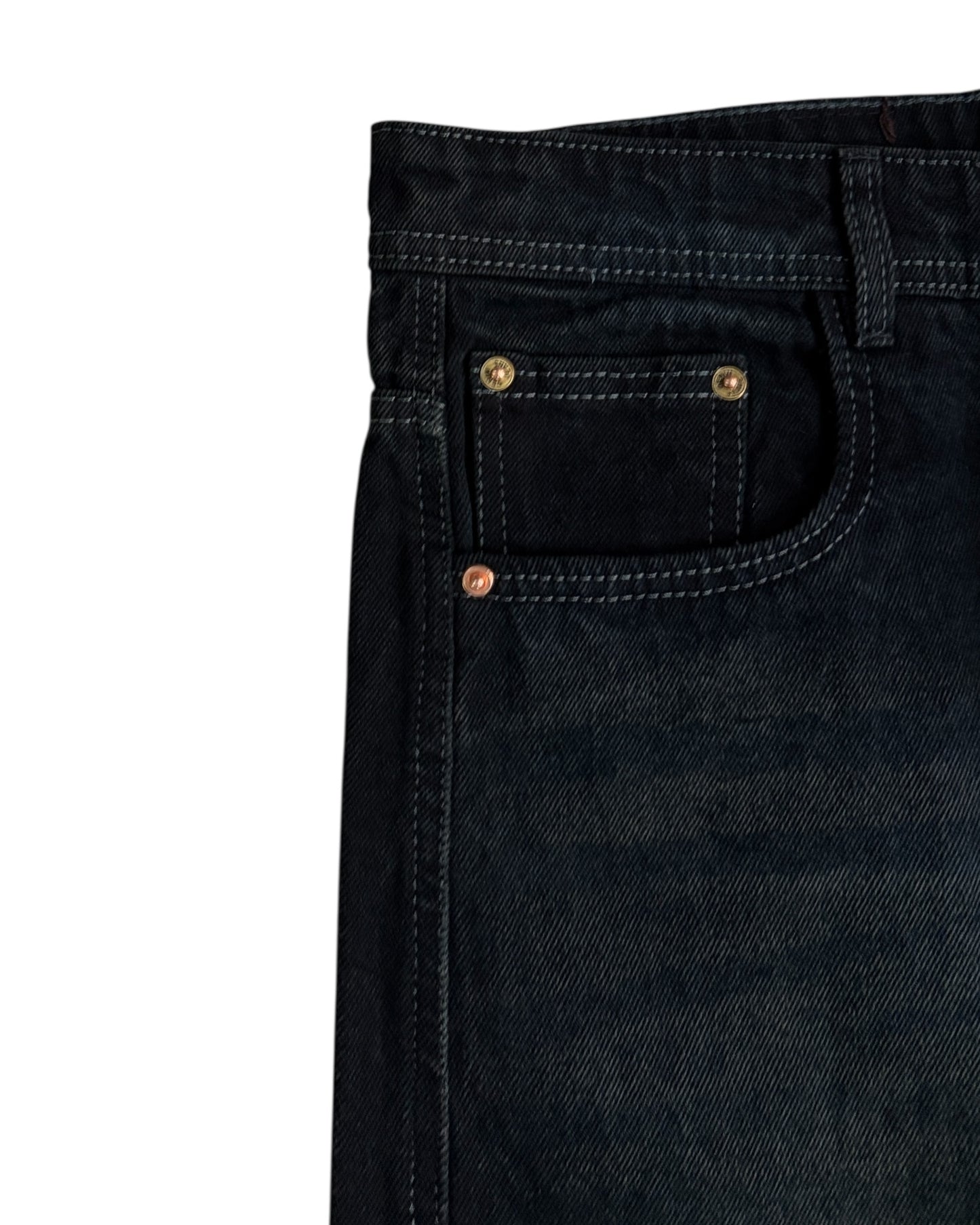 Black Dusty Wash Straight Wide Fit Denim