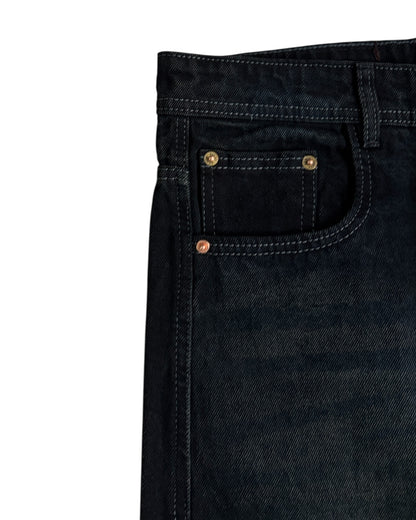 Black Dusty Wash Straight Wide Fit Denim