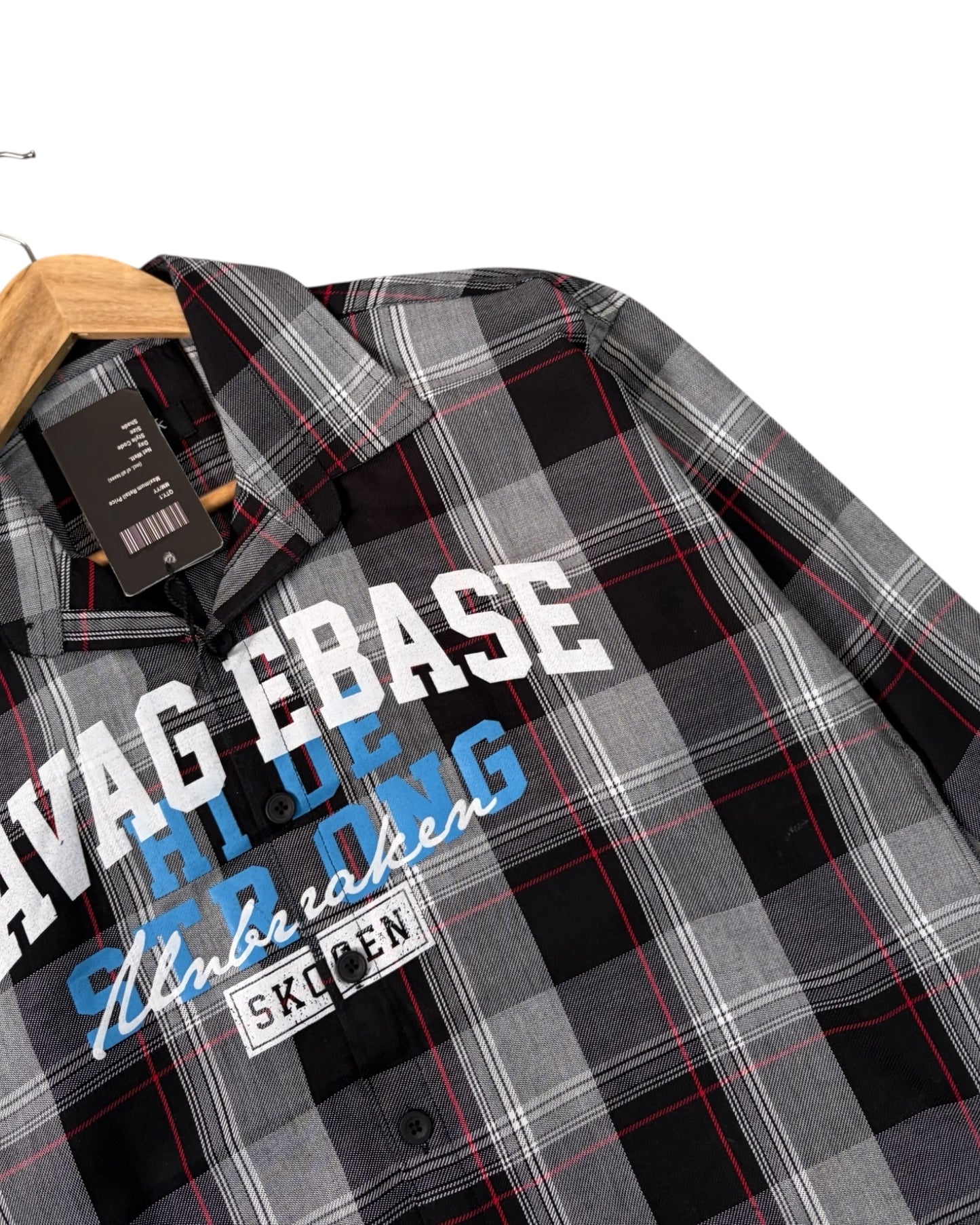 Black Savage Base Boxy Check Shirt