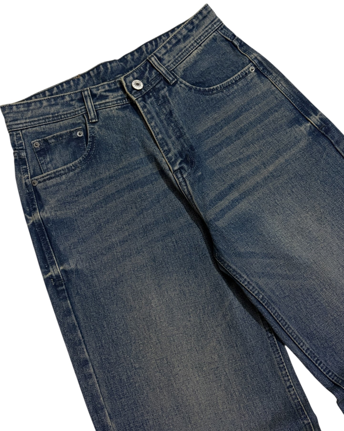 Dusty Vintage Blue Faded Wide Fit Jeans