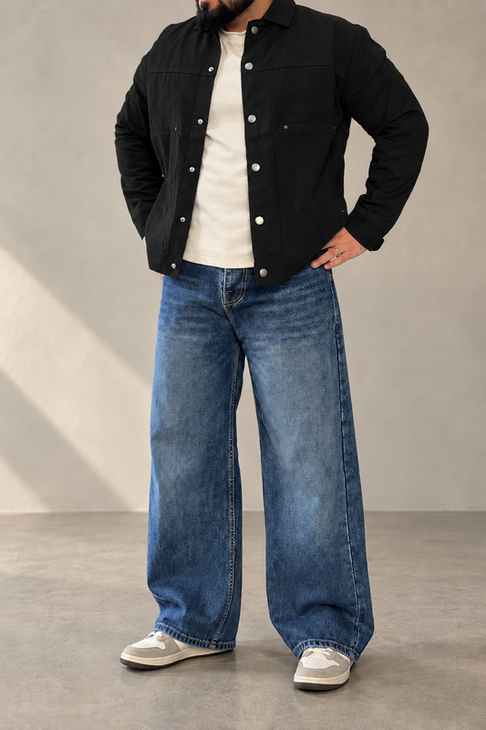Workwear Boxy Cropped Jacket - Black