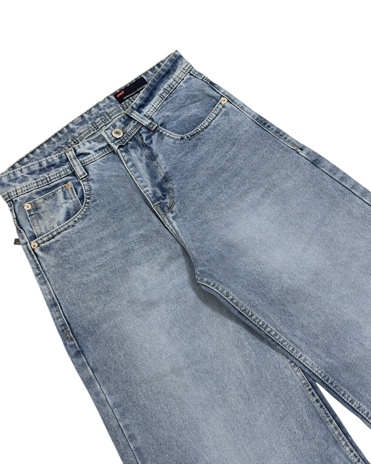 Light Blue Stone Wash Baggy Wide Fit Jeans
