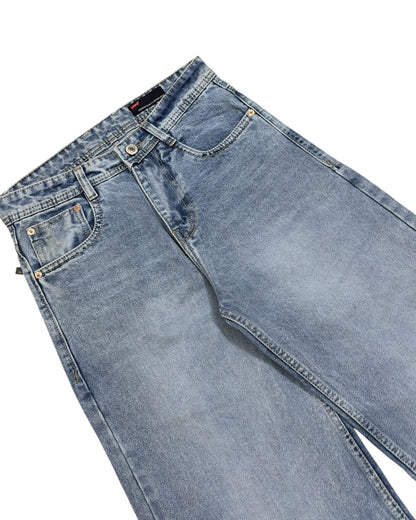 Light Blue Stone Wash Baggy Wide Fit Jeans