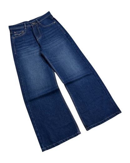 Indigo Wash Baggy Wide Fit Jeans