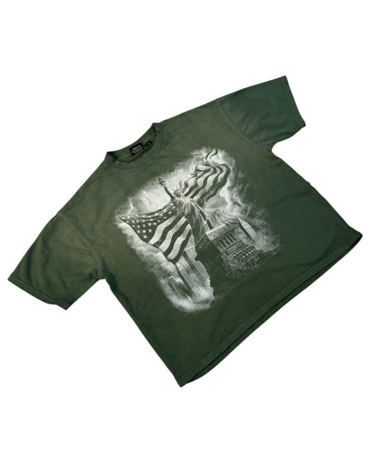 Boxy Fit Half Sleeve T-shirt - Green Sun Fade