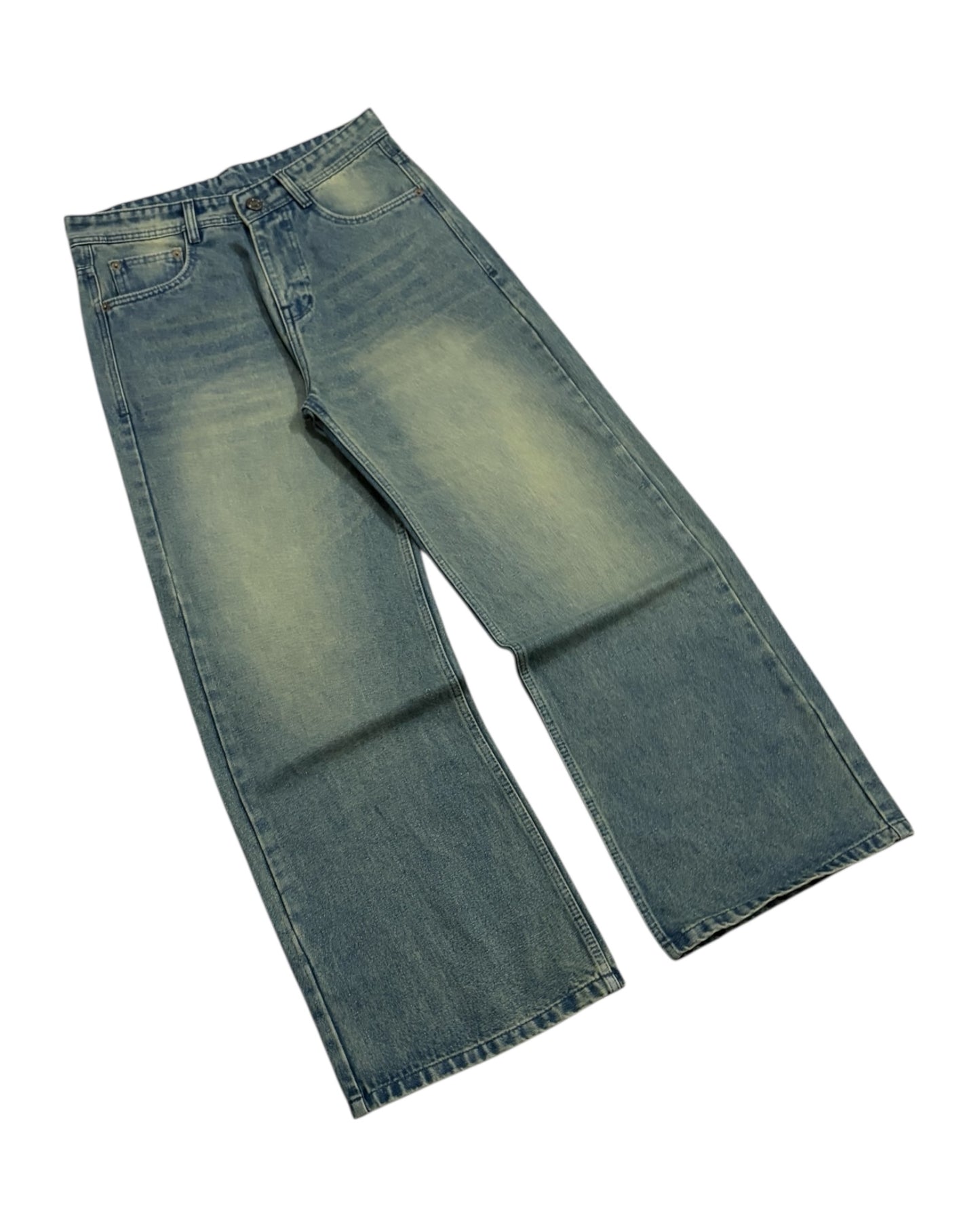 Tinted Green Baggy Wide Fit Jeans