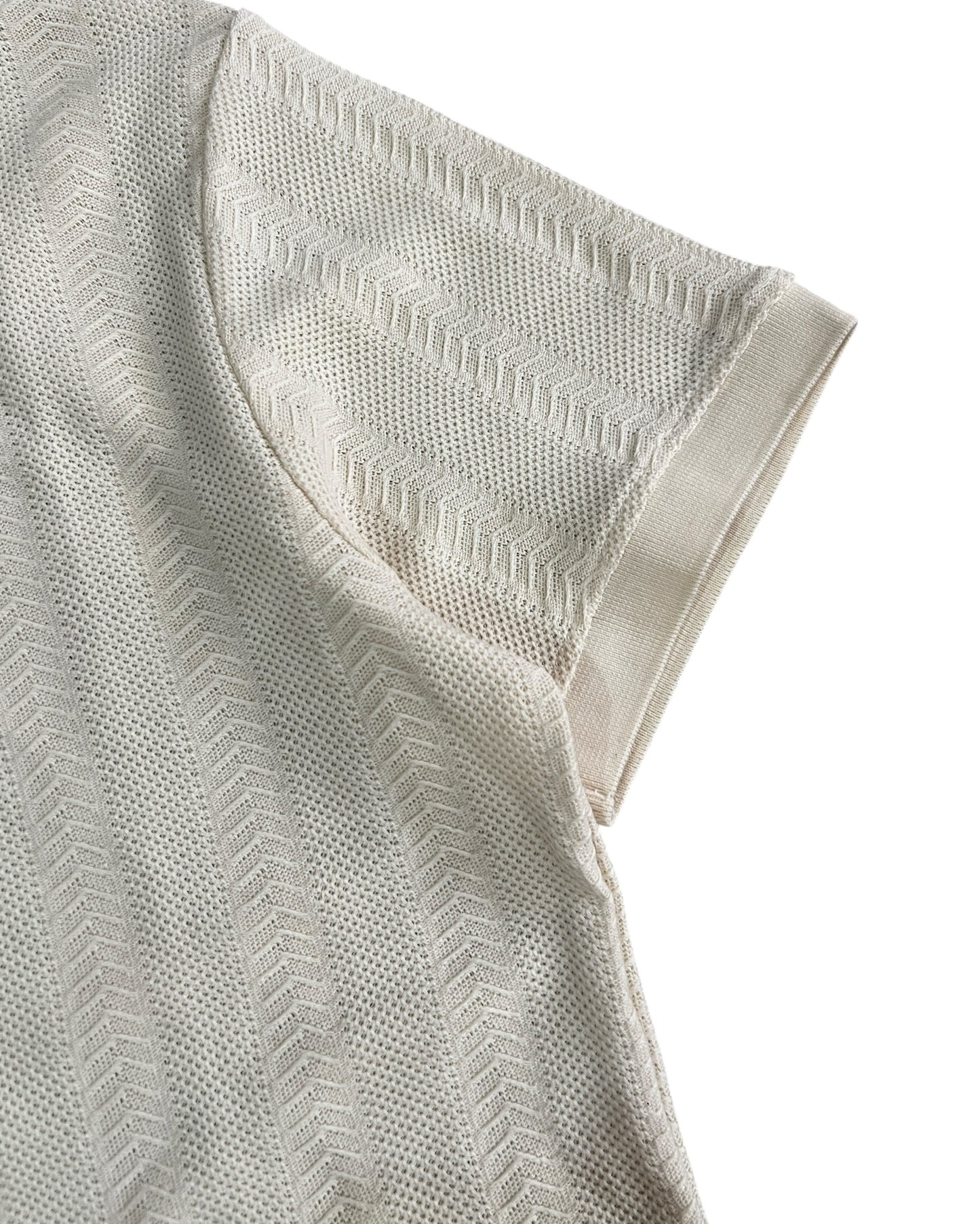 Knitted Cotton T-shirt - Cream White