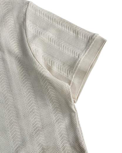 Knitted Cotton T-shirt - Cream White