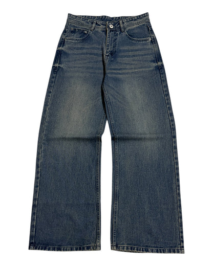 Dusty Vintage Blue Faded Wide Fit Jeans