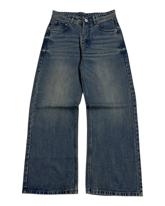 Dusty Vintage Blue Faded Wide Fit Jeans