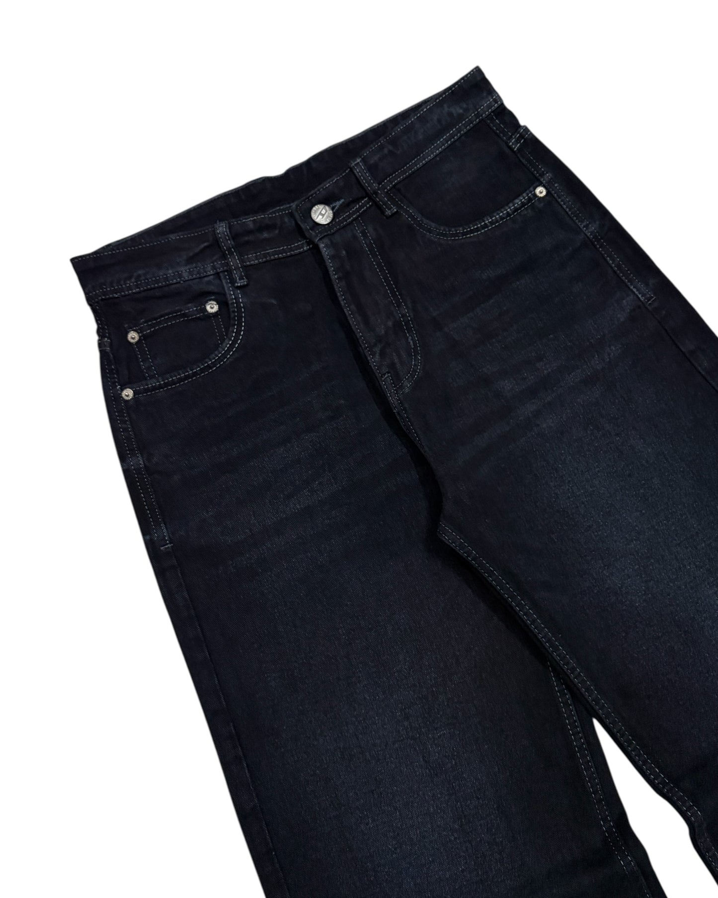 Dark Black Faded Wide Fit Jeans