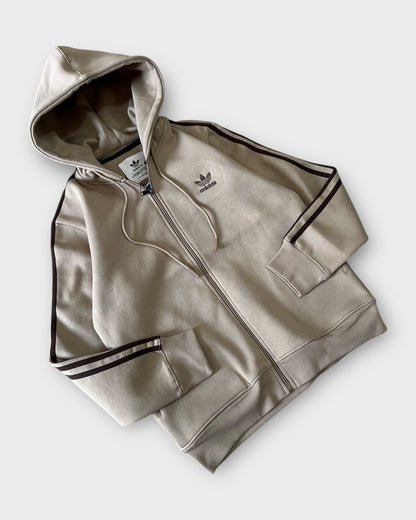 Iconic 3 Stripes Hooded Zipper - Beige