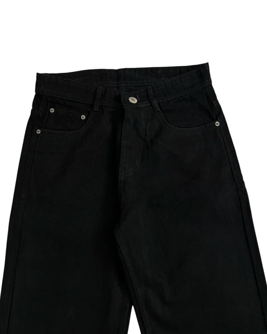 Jet Black Wide Straight Fit Denim