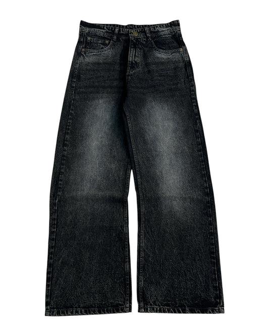 Black Grunge Wash Wide Fit Denim