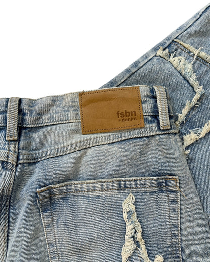Original Star Frayed Baggy Jeans - Blue