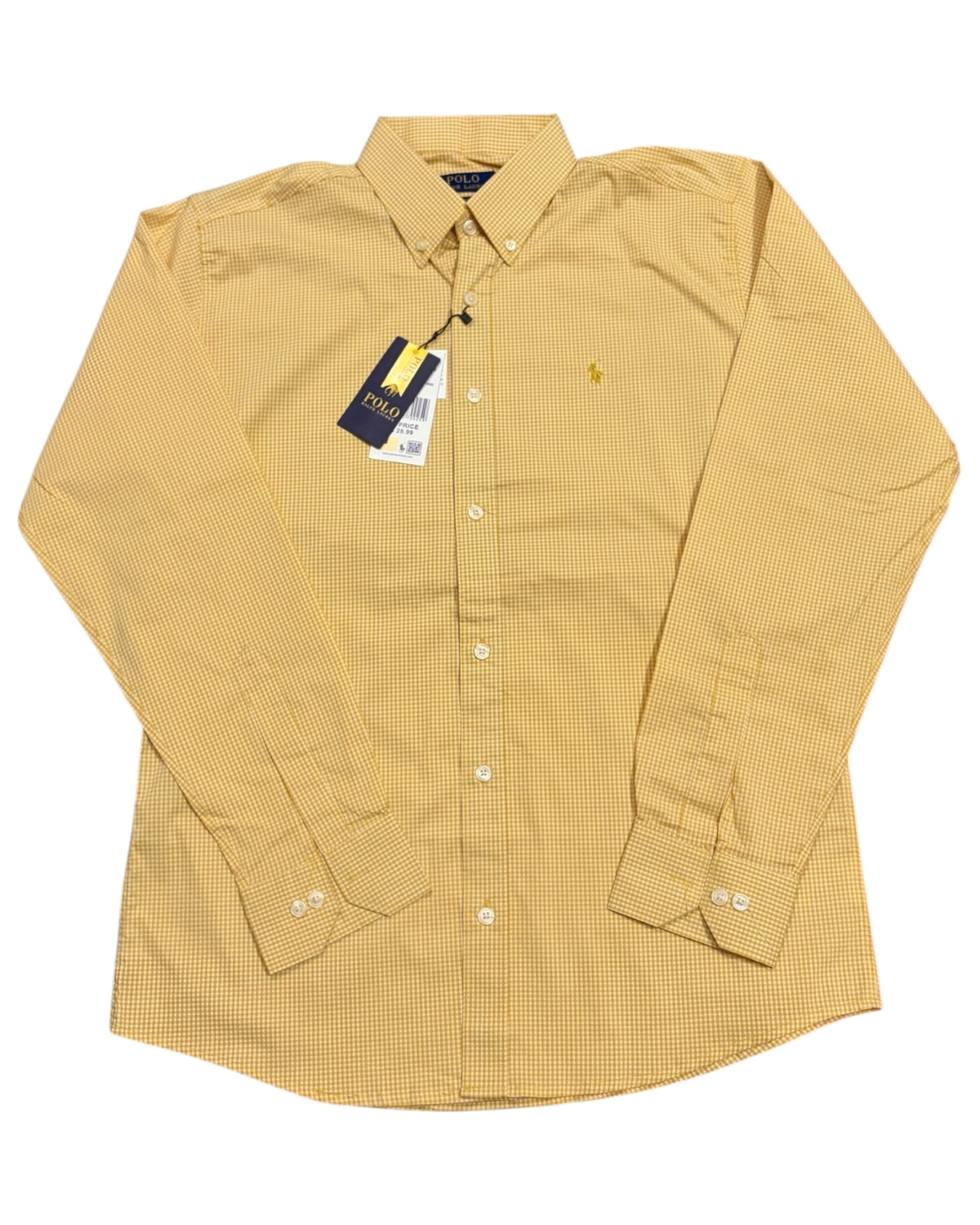 Micro-check Cotton Shirt - Yellow