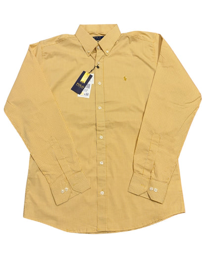Micro-check Cotton Shirt - Yellow