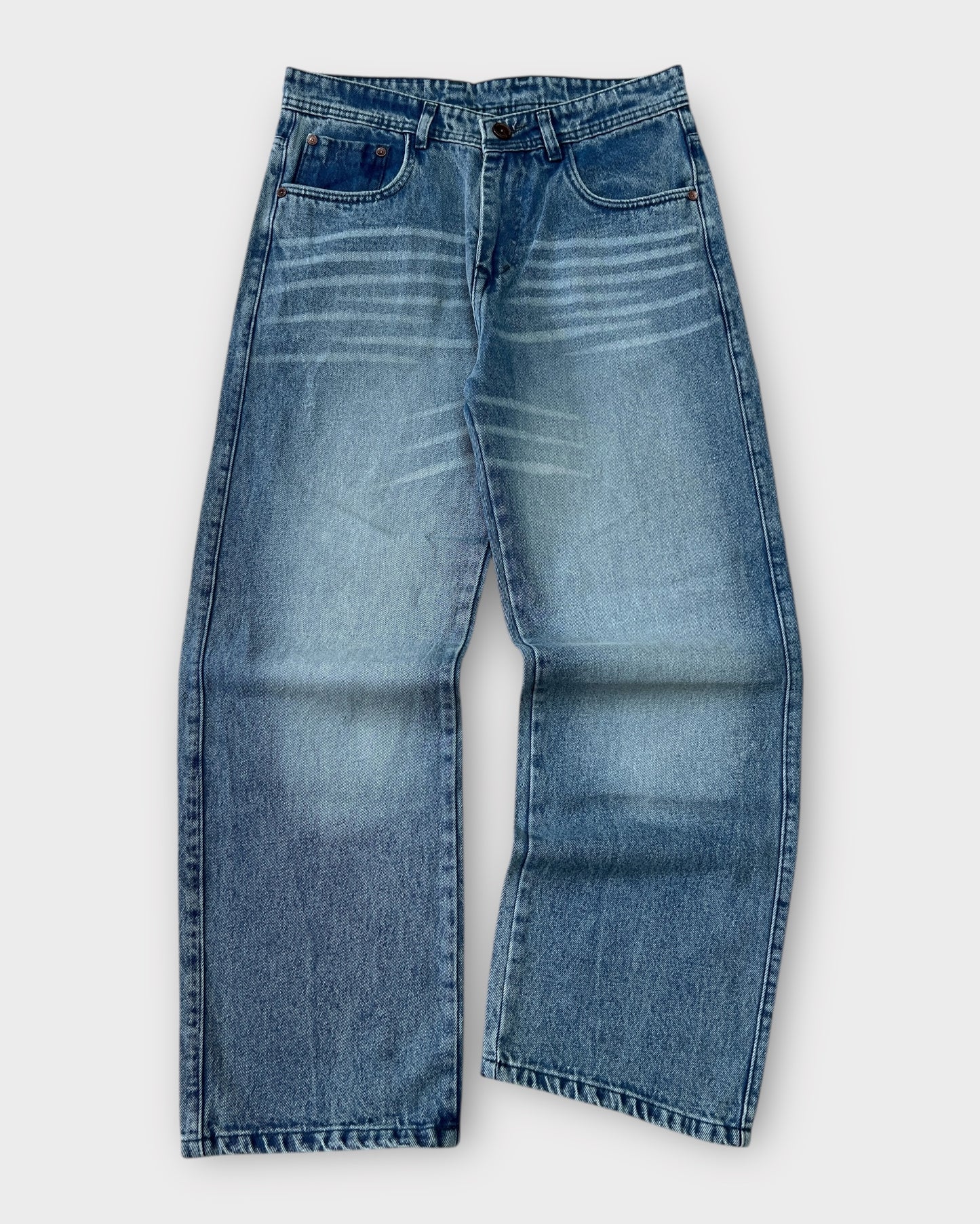 Light Sky Blue Fade Relaxed Straight Fit Denim