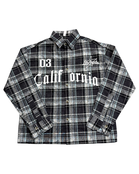Dusty Check Boxy Shirt - Grey