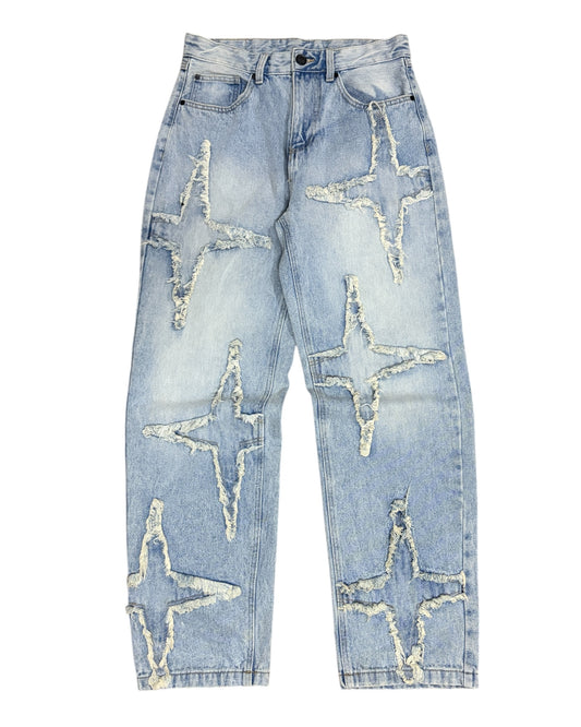 Original Star Frayed Baggy Jeans - Blue