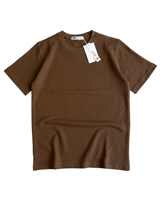 Waffle Knit T-Shirt - Earth Brown