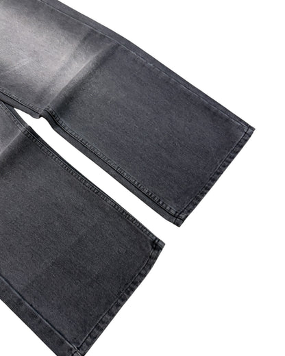 Grey Faded Straight Wide Fit Jeans